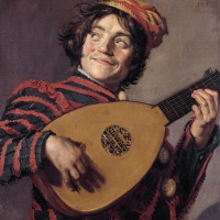 Buffoon with a Lute by Frans Hals