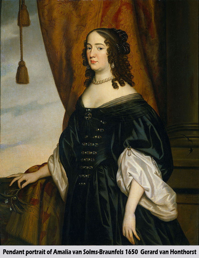 Portret van Amalia van Solms (1602-1675), echtgenote van Prins Frederik Hendrik by Gerrit van Honthorst
