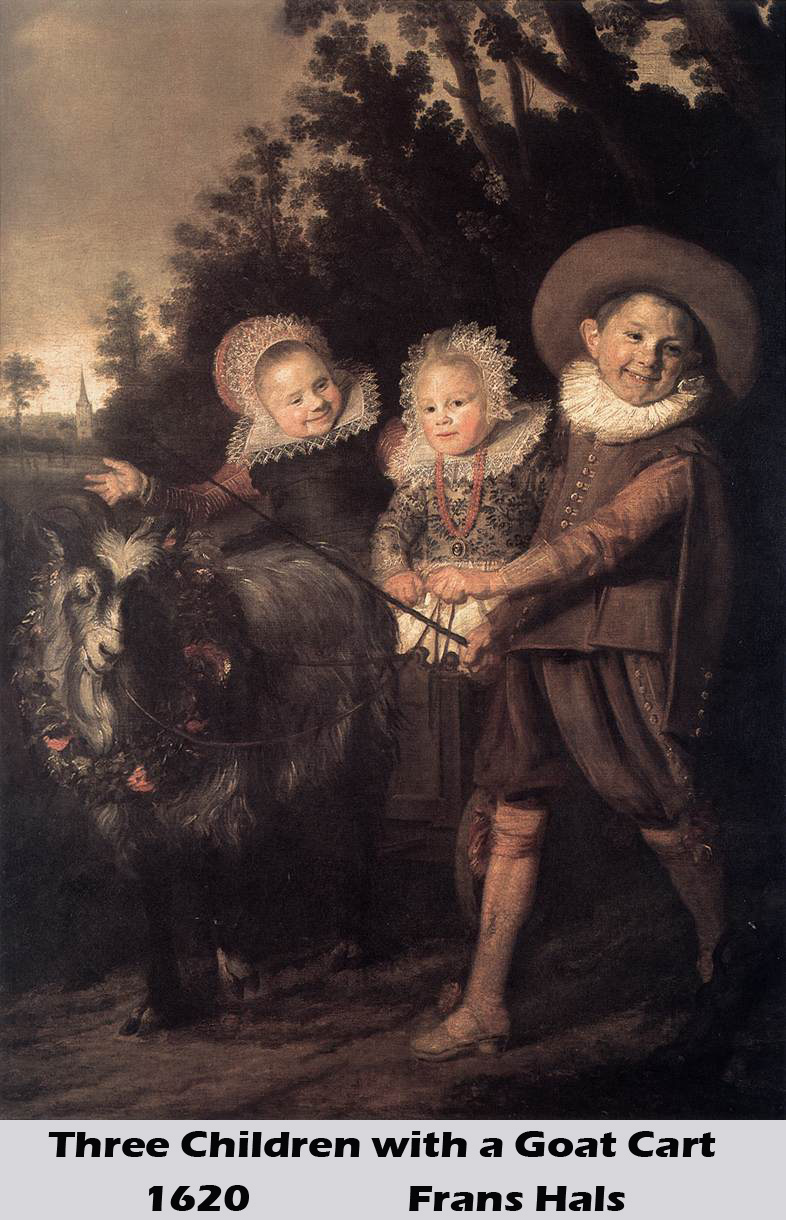 Three Children with a Goat Cart by Frans Hals
