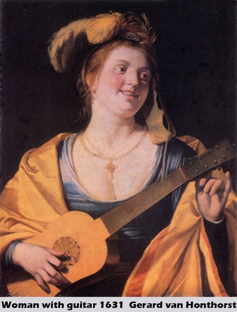 Woman with Guitar by Gerrit van Honthorst