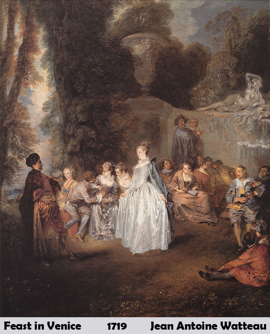 Feast in Venice by Jean Antoine Watteau-French Painting