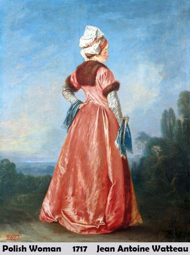 Polish Woman by Jean Antoin Watteau-Portrait Painting