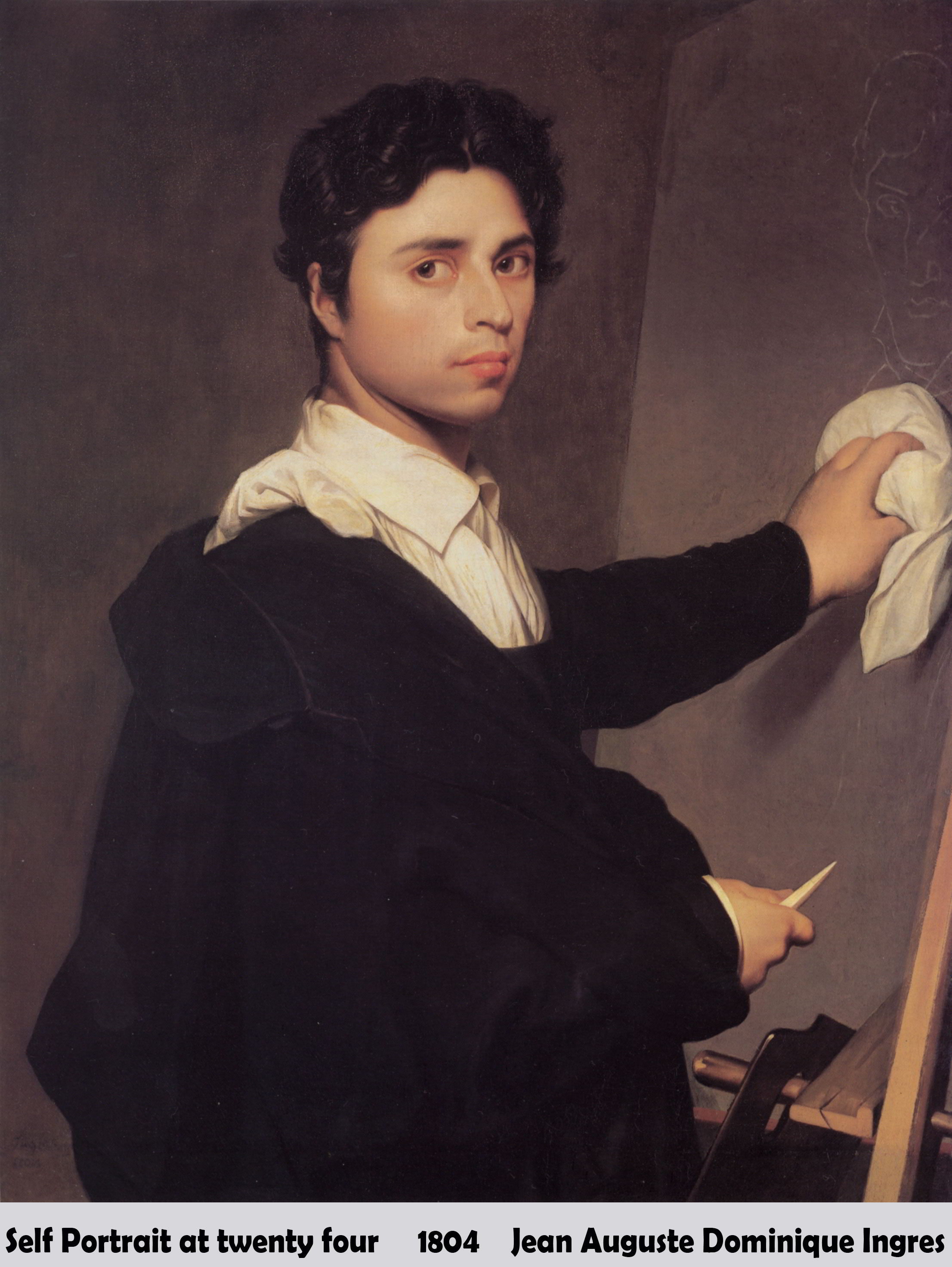 Self Portrait at twenty four by Jean Auguste Dominique Ingres-Portrait Painting