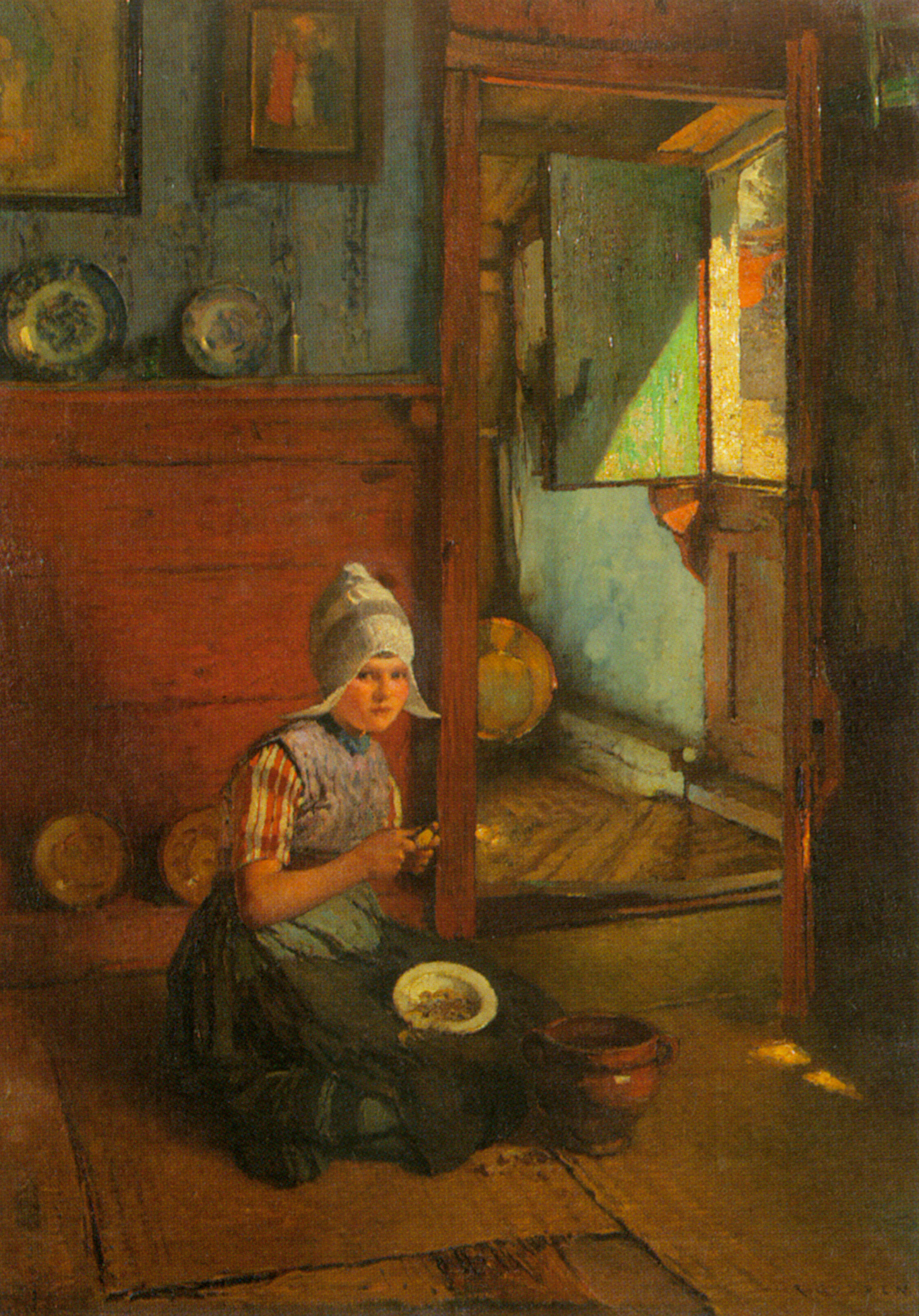 Girl Peeling Potatoes Volendam by Rudolf Gudden
