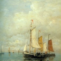 A Moored Fishing Fleet by Hendrik Willem Mesdag