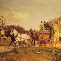 A Coach and Four Leaving an Inn by Gilbert Scott Wright