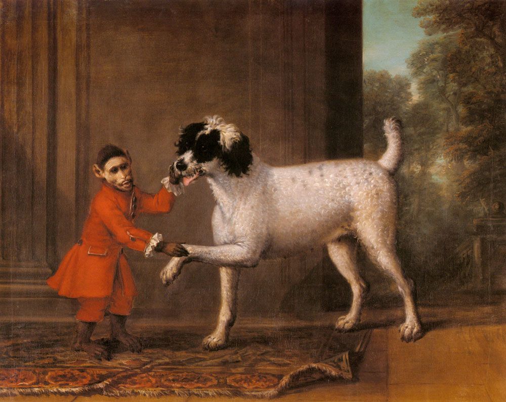A Favorite Poodle And Monkey Belonging To Thomas Osborne  The 4th Duke of Leeds by John Wootton