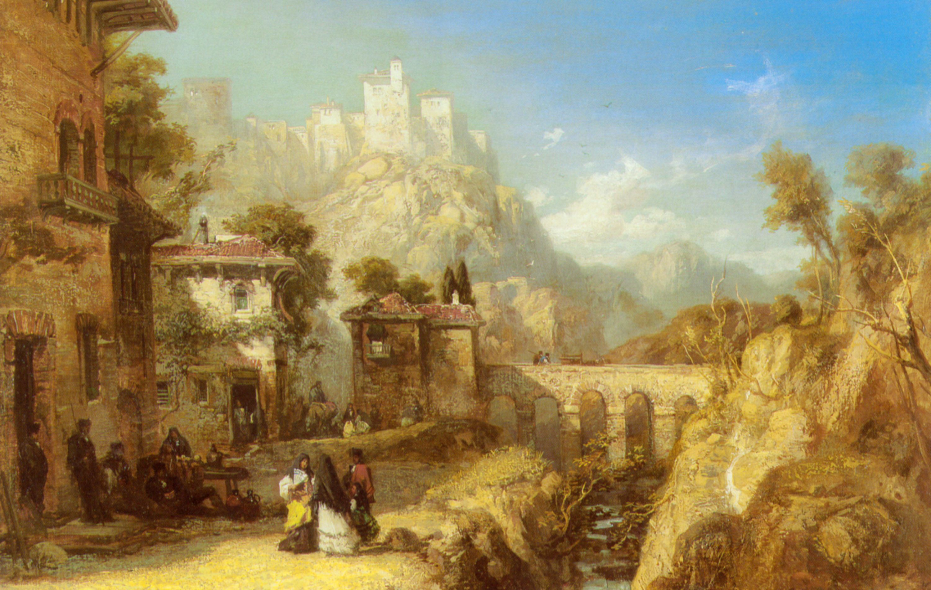 A Mediterranean Landscape with Villagers by James Webb