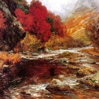 A River in an Autumnal Landscape by Olga Wisinger-Florian