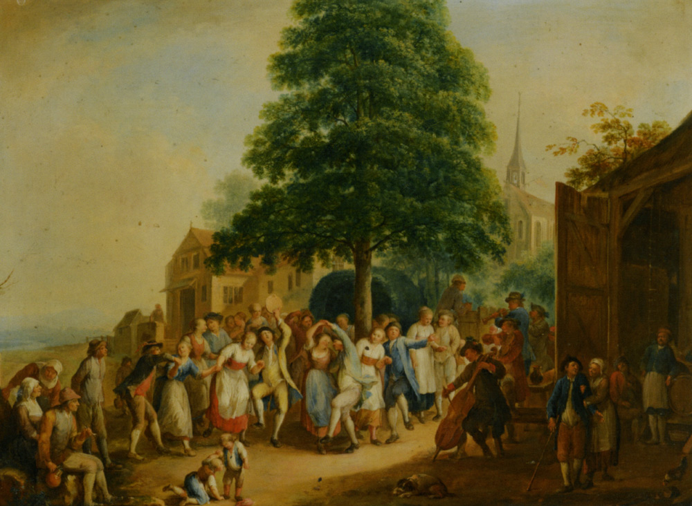A Troupe of Commedia Dell Arte Figures After the Hunt by Gerard Joseph Xavery