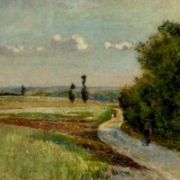 A path in a pastoral landscape by Claude Vignon