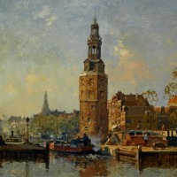 A view of the Montelbaanstoren Amsterdam by Cornelis Vreedenburgh