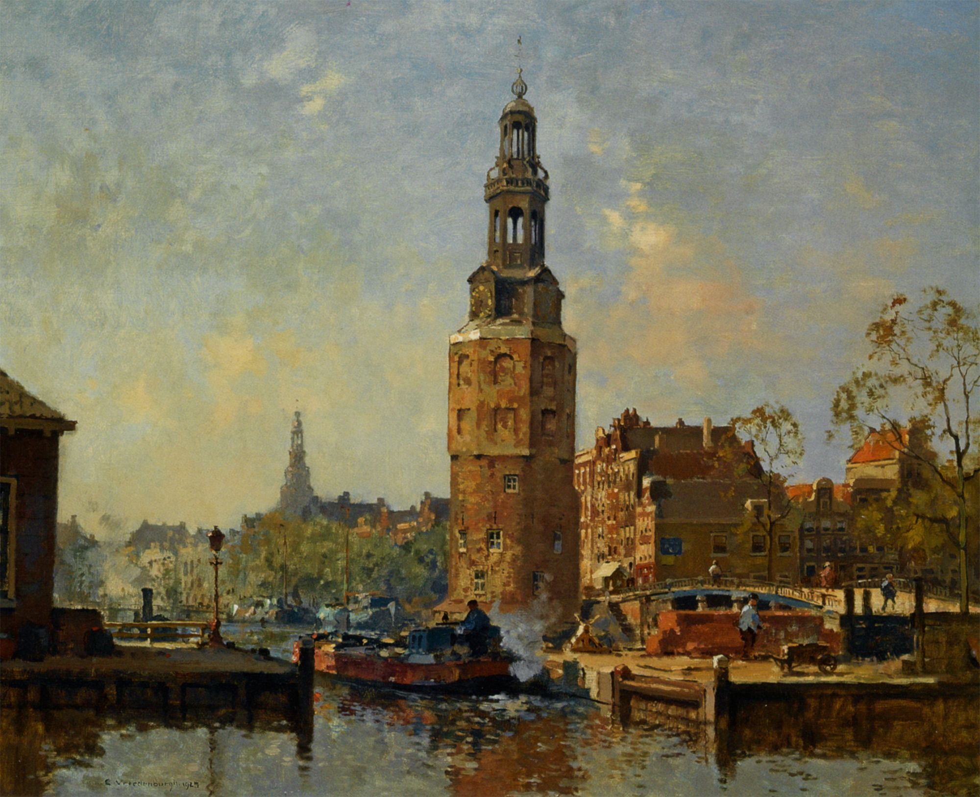 A view of the Montelbaanstoren Amsterdam by Cornelis Vreedenburgh