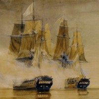 Action between HMS Amethyst and the French frigate Thetis by Thomas Whitcombe