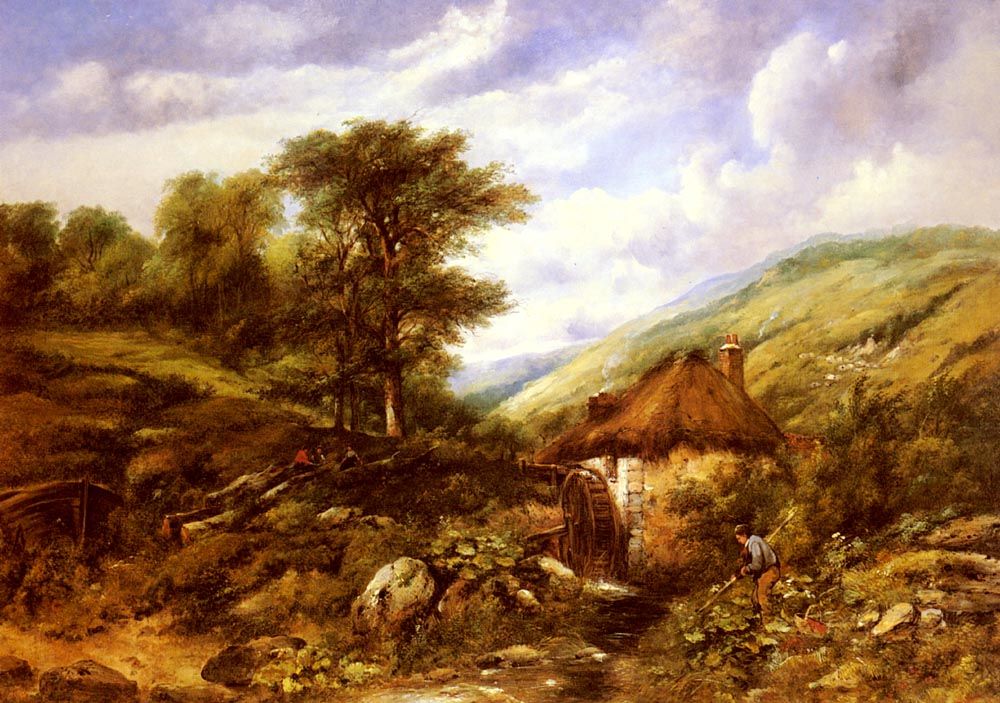 An Overshot Mill In A Wooded Valley by Frederick William Watts