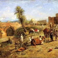 Arrival of a Caravan Outside The City of Morocco by Edwin Lord Weeks