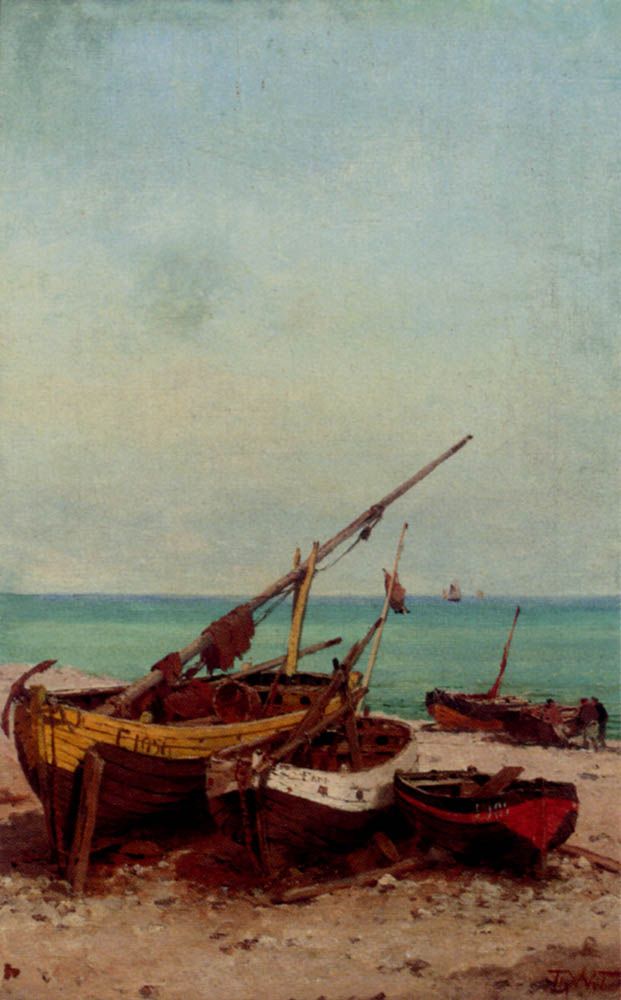 Bateaux de peches sur la plage by Theodor Alexander Weber