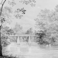 Bridge over Crumelbow Creek, David Hosack Estate, Hyde Park, New York (from Hosack Album) by Thomas Kelah Wharton