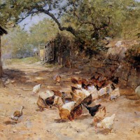 Chickens in a Farmyard by Ernest Walbourn