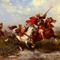 Combats De Cavaliers Arabes by Georges Washington