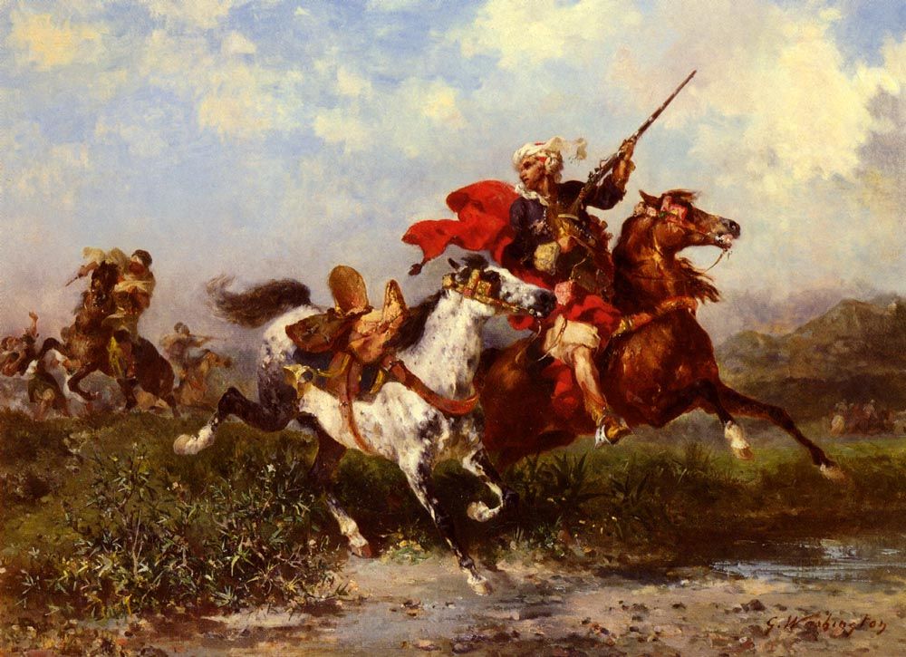 Combats De Cavaliers Arabes by Georges Washington