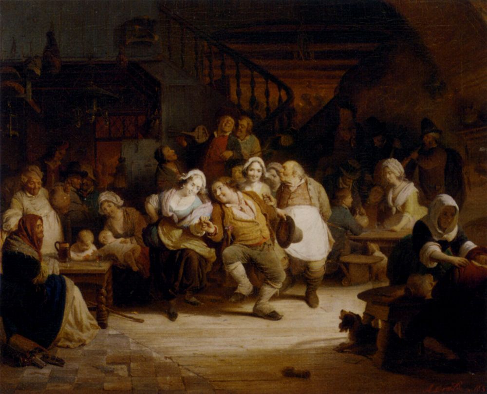 Figures In A Tavern by August De Wilde