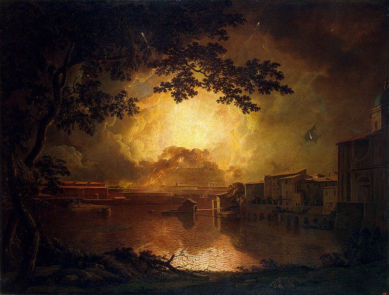 Firework Display at the Castel Sant Angelo in Rome by Joseph Wright of Derby