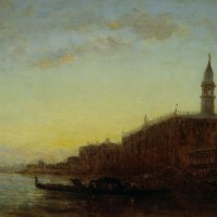 Gondole quittant le quai des Escvalons Venise by Felix Ziem