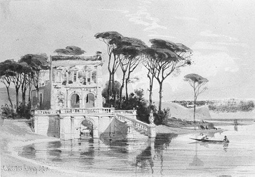 Italian Lake Scene with Villa from Cropsey Album by Carl Friedrich H Werner
