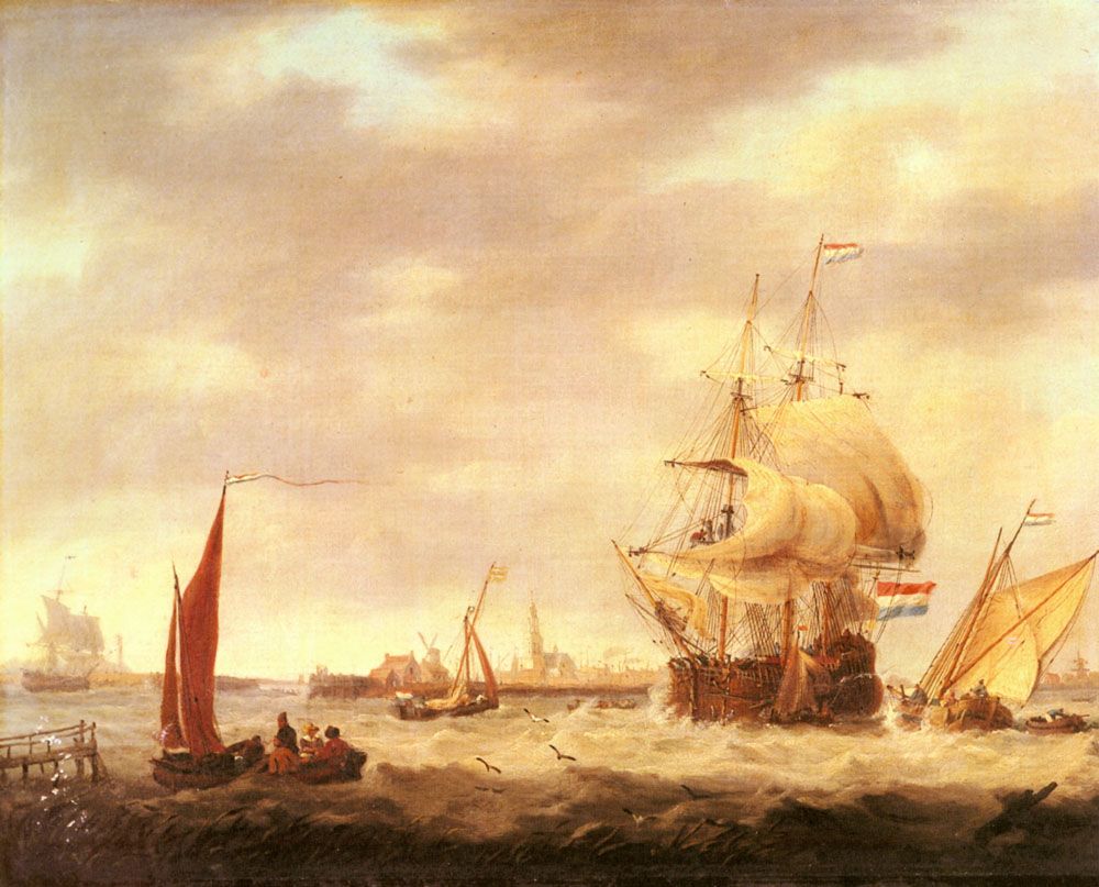 Merchant Ship and Fishing Vessels off the Dutch Coast by George Webster