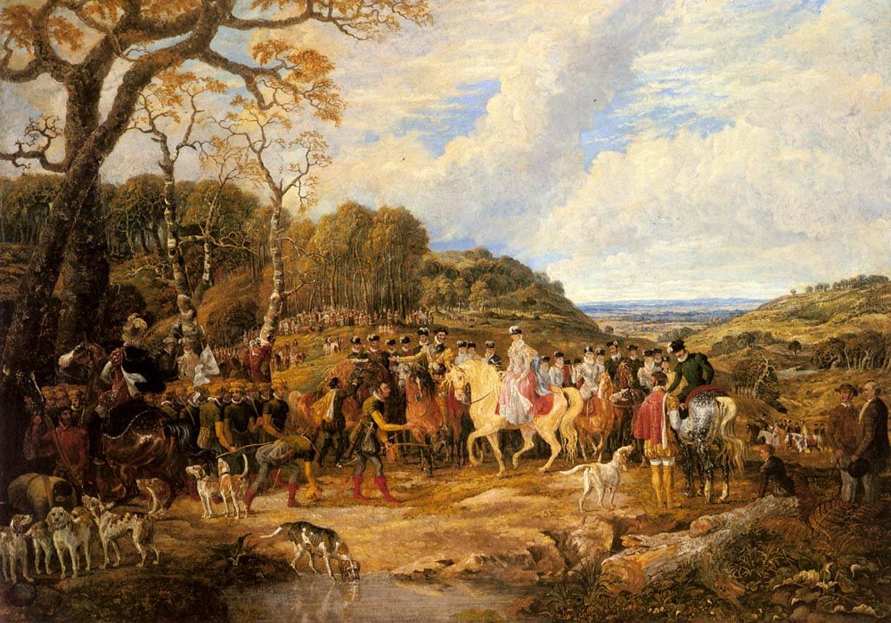 Queen Elizabeth and her Royal Entourage Riding to the Hunt by Dean Wolstenholme, Jr