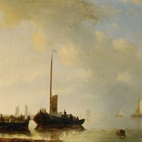 Sailing vessels off the Dutch coast by Antonie Waldorp