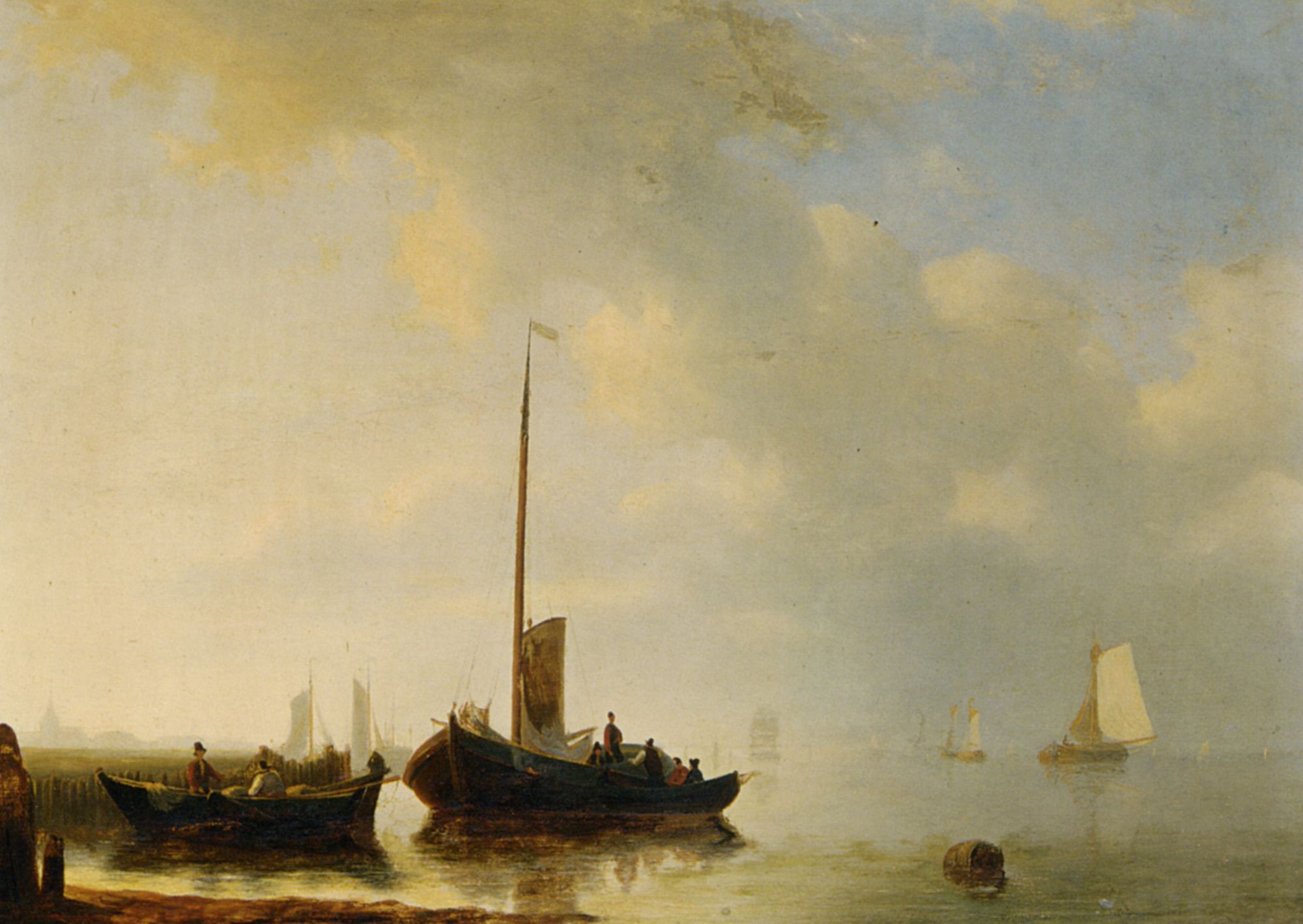 Sailing vessels off the Dutch coast by Antonie Waldorp