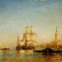 Ships on Bacino de San Marco by Felix Ziem