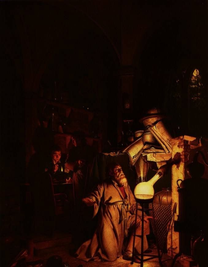 The Alchemist in Search of the Philosopher's Stone by Joseph Wright of Derby