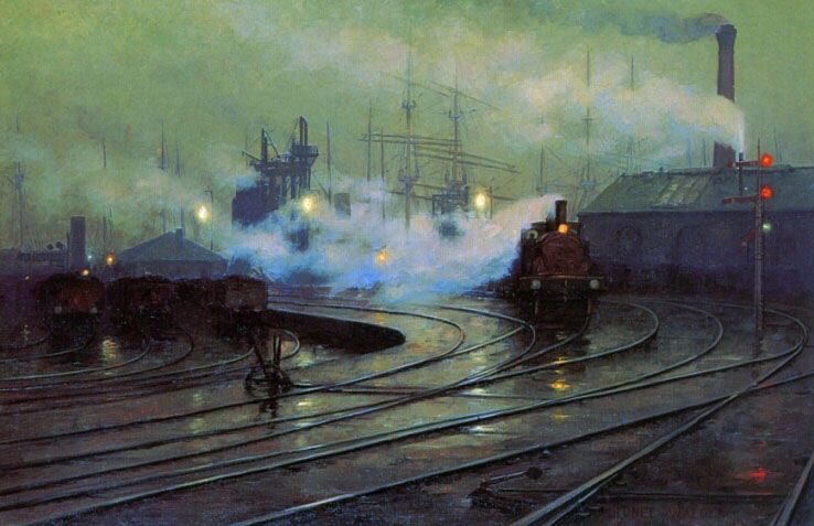 The Docks at Cardiff by Lionel Walden