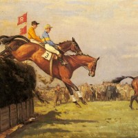 The Grand National Steeplechase: Really True and Forbia at Beecher’s Brook by John Sanderson Wells