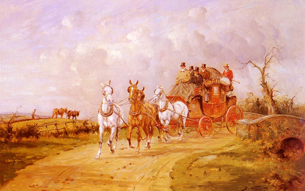 The Royal Mail Crossing A Bridge by George Wright