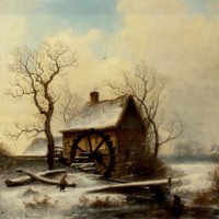 The mill in winter by George Augustsus Williams