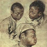 Three studies of a boy by Jean Antoine Watteau