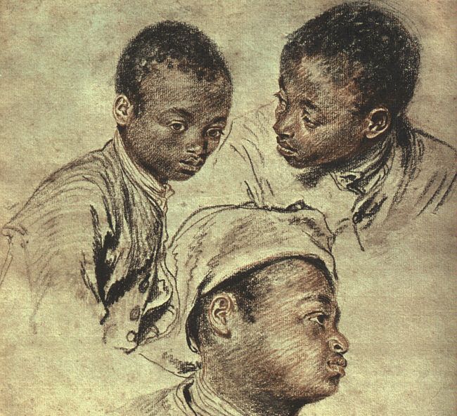 Three studies of a boy by Jean Antoine Watteau