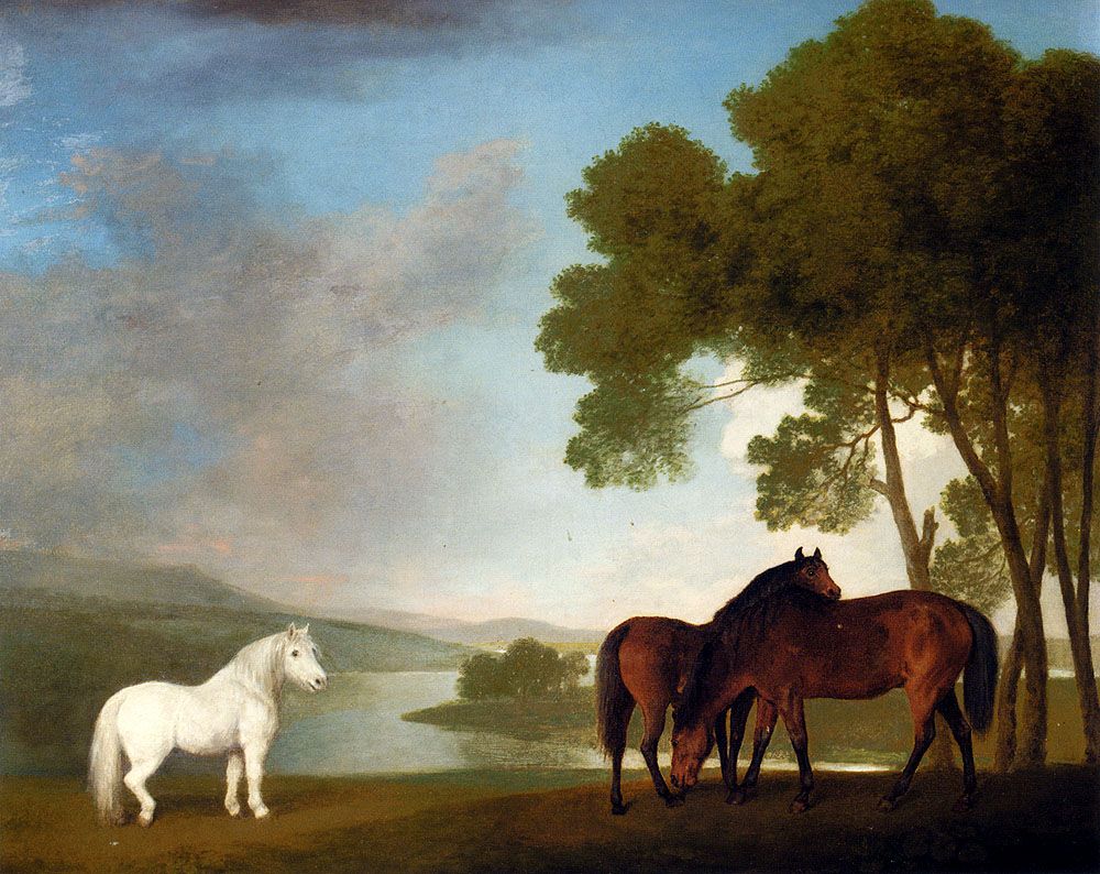 Two Mares In A Landscape by William Webb