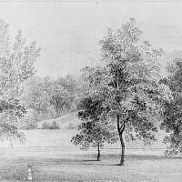 View of David Hosack Estate, Hyde Park, New York, with a Sundial (from Hosack Album) by Thomas Kelah Wharton