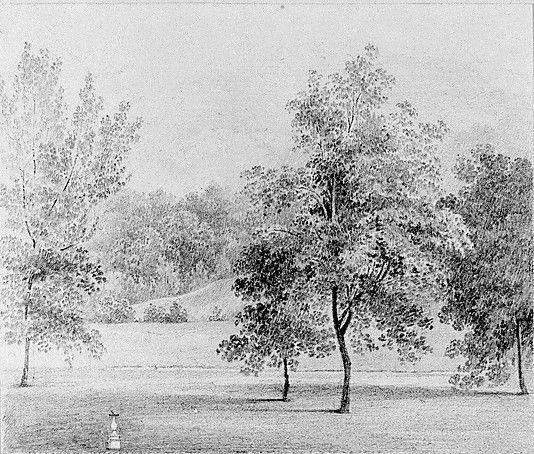 View of David Hosack Estate Hyde Park New York with a Sundial from Hosack Album by Thomas Kelah Wharton