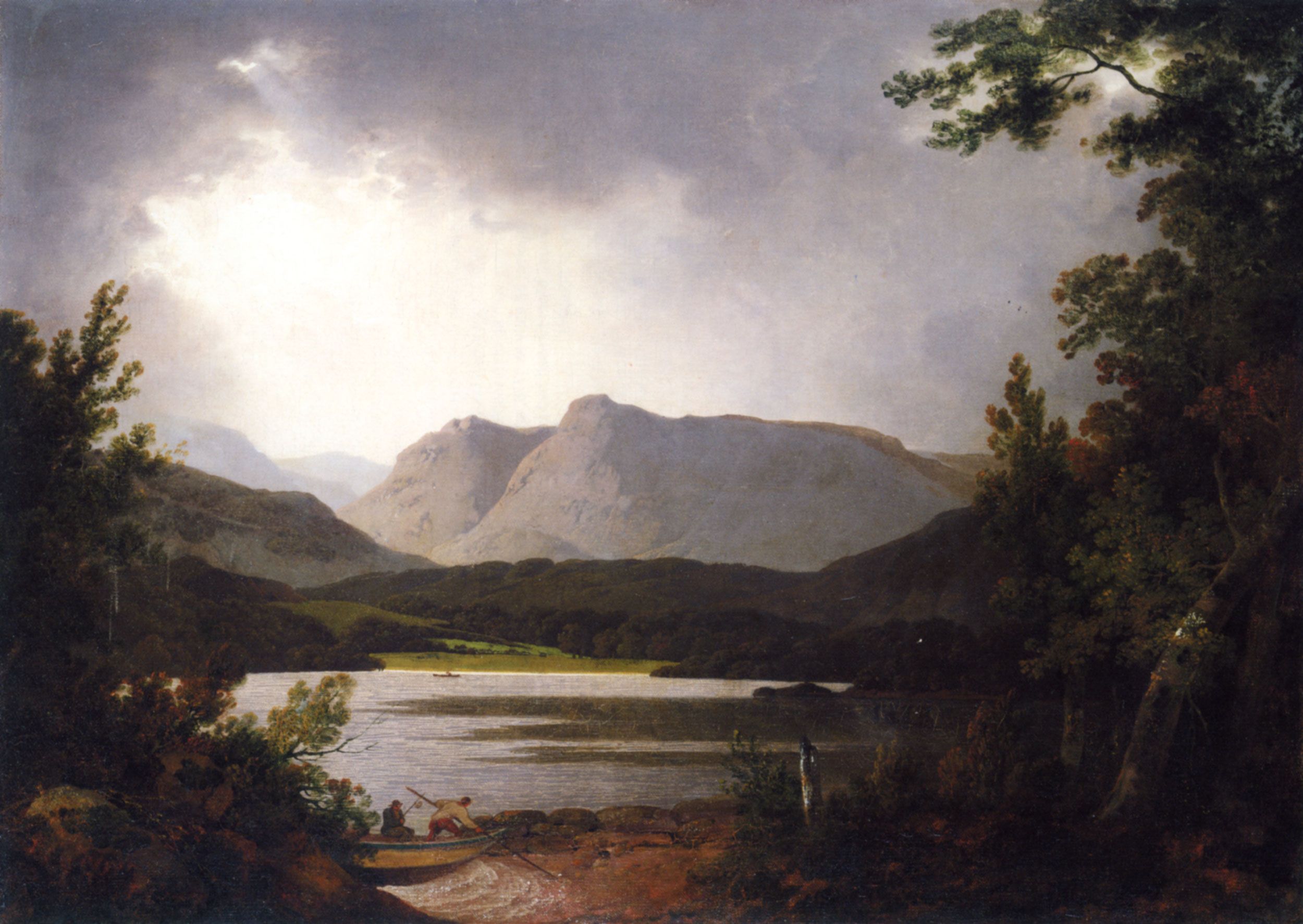View of Lake Windemere with Langdale Pikes by Joseph Wright of Derby