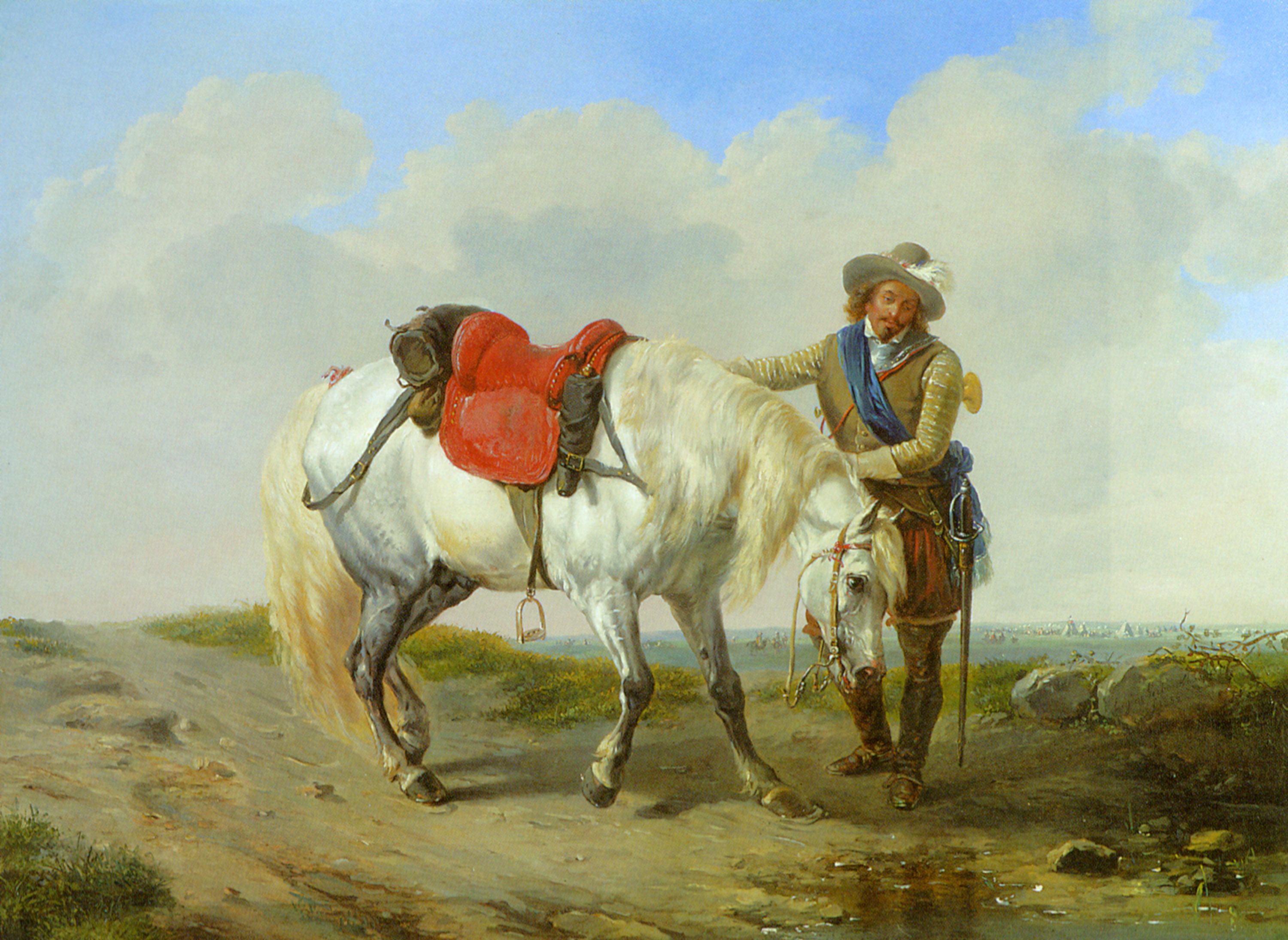 A Cavalier Watering his Mount by Eugene Verboeckhoven