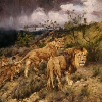 A Family of Lions by Geza Vastagh