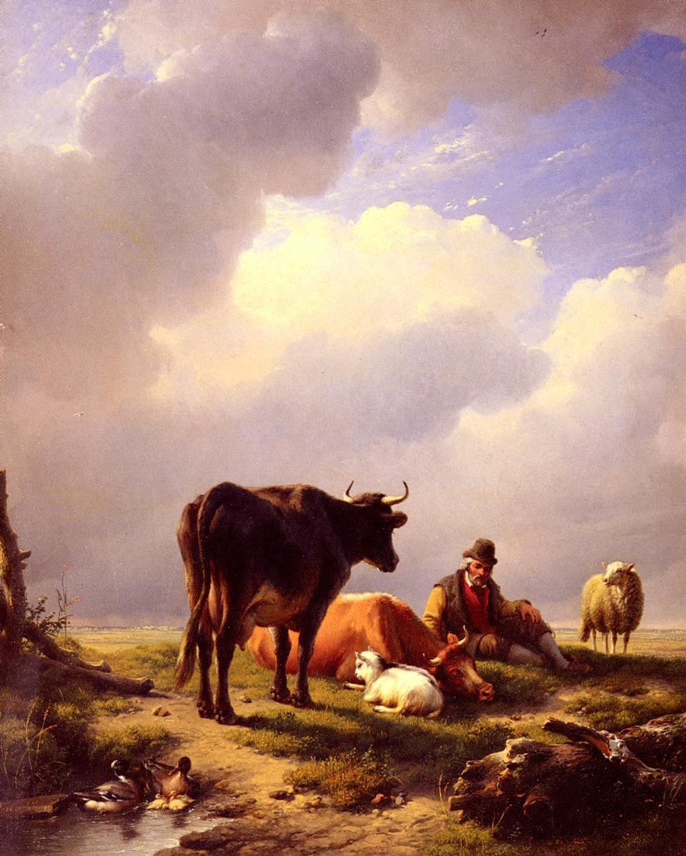 A Farmer At Rest With His Stock by Eugene Verboeckhoven