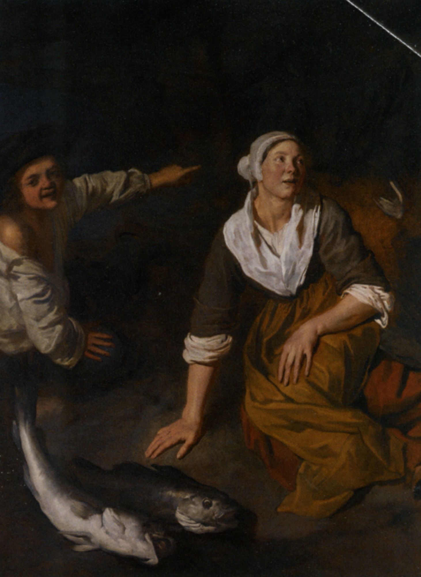 A Fishwife and Boy with their Catch by Jan van Pee