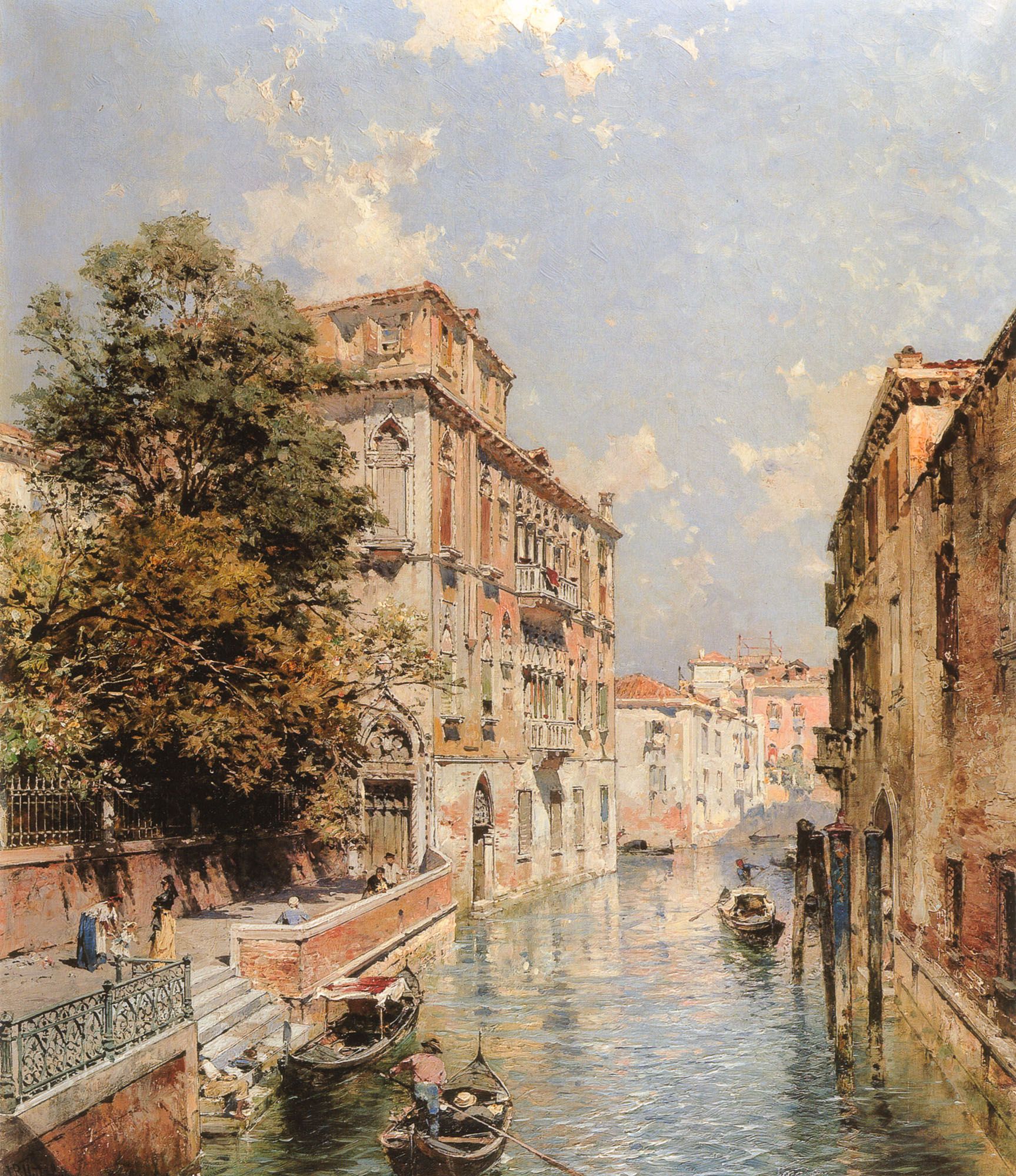 A View in Venice Rio S Marina by Franz Richard Unterberger